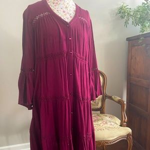 BURGUNDY TIERED FALL DRESS